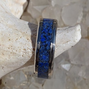 Lapislazuli Ring,Edelstahl Ring,Birthstone Ring,Haustier Asche Ring,Edelstahl Ring,Birthstone Ring,Tier Asche Band,Verlobungsring