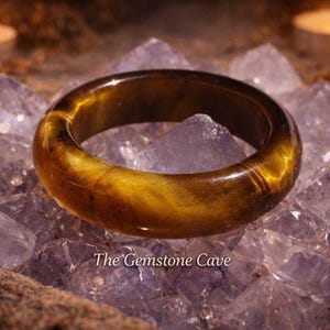 Tiger Eye Statement Finger Ring Band Gemstone Boho Gift Healing Natural Stone Crystal Birthstone