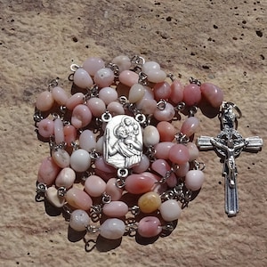 Rosary beads,catholic rosary beads,pink opal rosary,catholic rosary,first communion gift,gemstone rosary,prayer beads,confirmation rosary