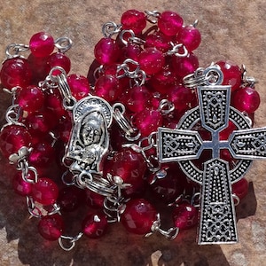 Rosary beads,catholic rosary beads,ruby crystal rosary,catholic rosary,first communion gift,gemstone rosary,prayer beads,confirmation rosary