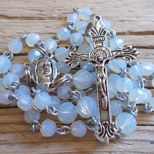 Rosary beads,catholic rosary beads,crystal opal rosary,catholic rosary,first communion gift,gemstone rosary,prayer beads,confirmation rosary