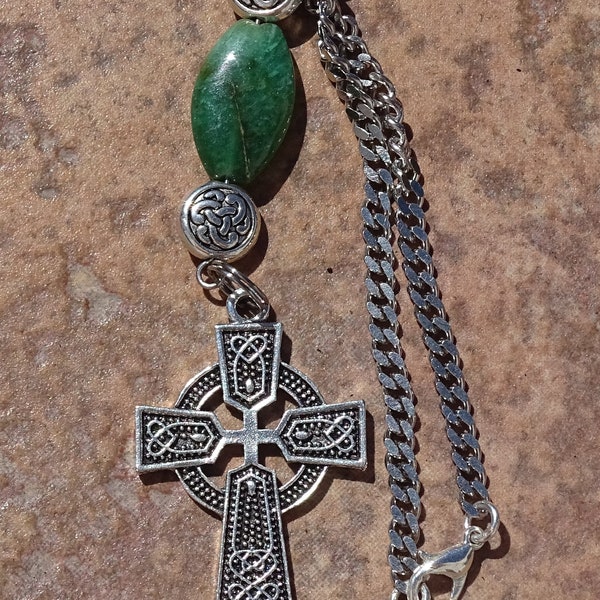 Celtic rosary car mirror charm,bag tag charm,purse charm,celtic irish cross,rear view mirror charm,irish celtic knot,auto charm,car charm