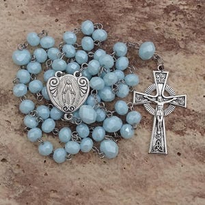 Czech glass rosary beads,faceted glass beads,catholic rosary beads,prayer beads,first confirmation gift