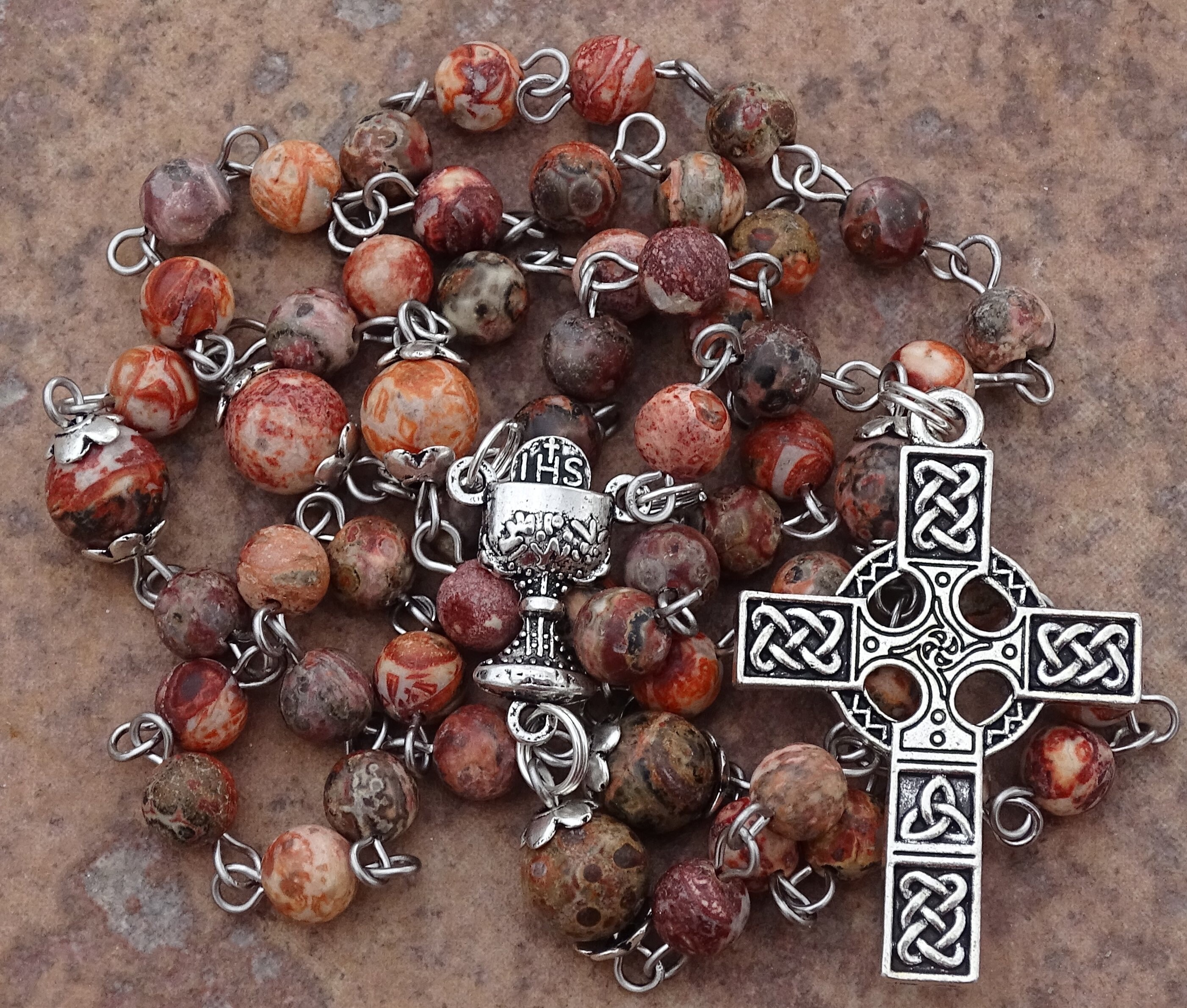 Irish Rosary Beads celtic Rosary Beads celtic Cross gemstone