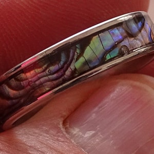 Abalone Muschel Ring,Edelstahl Ring,Paua Muschel Ring,schwarz Edelstahl Ring,blau Edelstahl Ring,Edelstahl Fingerring,schwarz Edelstahl Ring