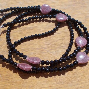 Glasses chain, glasses holder,black agate glasses cord,spectacle cord,healing crystals,rocks,stones,gems,minerals,pagan,wicca,wiccan