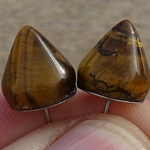 Tiger eye gemstone stud earrings,hypoallergenic earrings,crystal stud earrings,boho earrings,surgical steel studs,stones,rocks