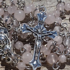 Rosary beads,catholic rosary beads,crystal rosary,catholic rosary,first communion gift,rose quartz rosary,prayer beads,confirmation rosary