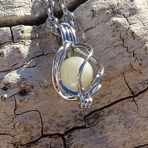 Bead cage necklace,silver twist cage,dainty necklace,bird cage necklace,charm necklace,cage pendant,crystal ball,gemstone sphere,