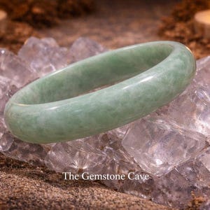 Certified Jade Bracelet Bangle - Solid Gemstone Bangle - Boho Gift - Good Luck image 1