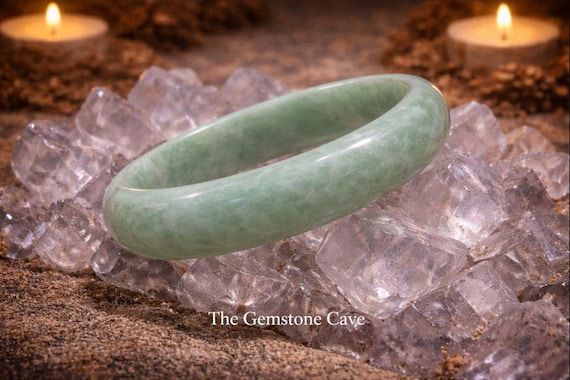 Certified Jade Bracelet Bangle - Solid Gemstone Bangle - Boho Gift - Good Luck