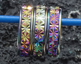 Stainless steel spinner ring,rainbow ring,worry ring,gay pride ring,lesbian ring,lgbt ring,blue steel ring,unisex ring,finger ring band