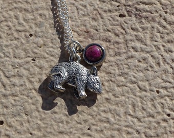 Mouse necklace,celtic animals,ruby gemstone necklace,chakra reiki,wicca wiccan,pagan shaman,healing crystals,rocks gems minerals