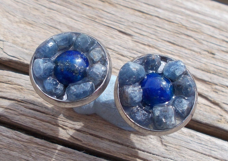 Raw sapphire earrings,lapis lazuli stud earrings,hypoallergenic earrings,crystal stud earrings,fashion earrings,untreated sapphire gemstones