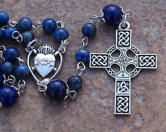 Lapis lazuli rosary beads,catholic rosary,crystal rosary,five decade rosary,beaded rosary,gemstone rosary,prayer bead