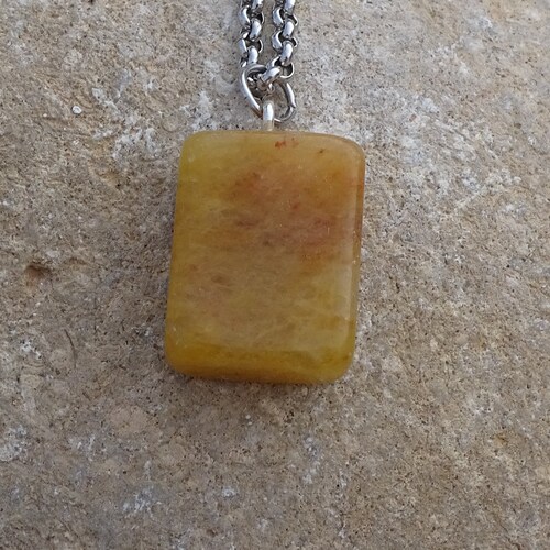 Yellow jade necklace,jade necklace,raw crystal necklace,tumbled jade,polished yellow jade,chakra reiki,wicca wiccan,pagan,rocks gem minerals shops
