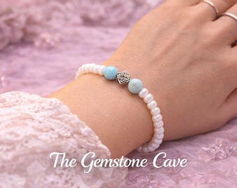 Turquoise Bracelet - Natural Stone - Boho Gift - December Birthstone - Seed Beads