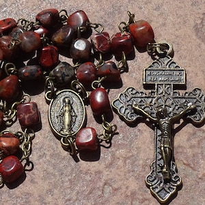 Irish rosary beads,celtic rosary beads,celtic cross,red jasper gemstone rosary,jasper rosary,catholic gift,virgin mary,first communion
