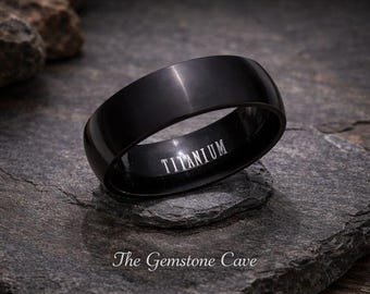 Matte Black Titanium Ring - Stainless Steel Boho Band