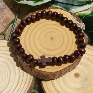 Edelstein elastisches Stretch Armband,Armband aus Holz,religiöses Armband,Handgefertigtes Armband,Boho Armband