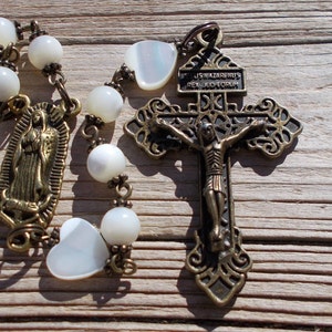 Mother of pearl rosary beads,catholic rosary,first communion gift,five decade rosary,gemstone rosary,prayer beads,crystal rosary,rosaries