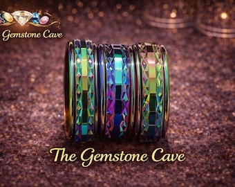 Anillo giratorio de acero inoxidable - LGBTQ+ Arcoíris Orgullo Gay Lesbiano - Regalo bohemio - Alivio del estrés