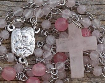 Rosary beads,catholic rosary beads,rose quartz rosary,catholic rosary,first communion gift,gemstone rosary,prayer beads,confirmation rosary