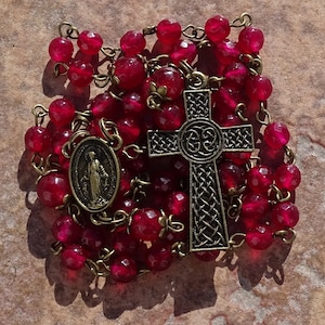 Rosary beads,catholic rosary beads,ruby crystal rosary,catholic rosary,first communion gift,gemstone rosary,prayer beads,confirmation rosary