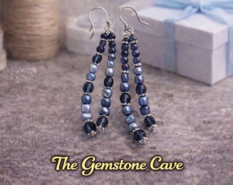 Pendientes colgantes de perla - Acero quirúrgico hipoalergénico - Regalo bohemio - Piedra natal de junio - Pendientes colgantes