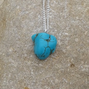 Dainty raw turquoise necklace,december birthstone,raw crystal necklace,chakra,wicca,rocks gems minerals