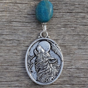 Wolf car mirror charm,bag tag charm,purse tag charm,rear view mirror charm,auto charm,travel protection,car travel charm,good luck charm
