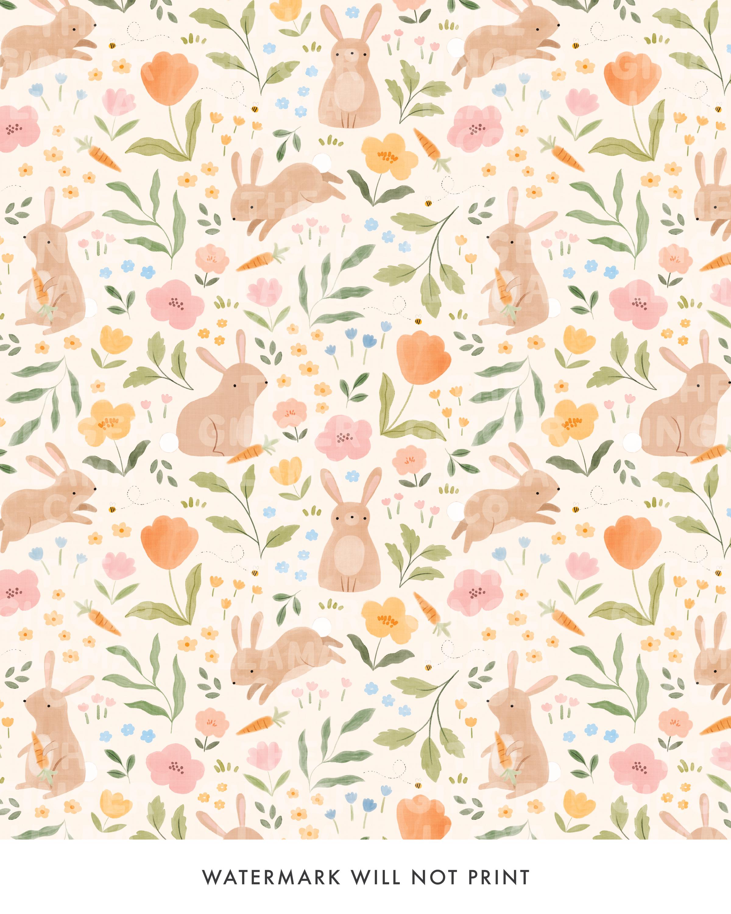 Spring Watercolour Rabbits Watercolour Bunnies Seamless Pattern, Easter Spring Repeat for ...