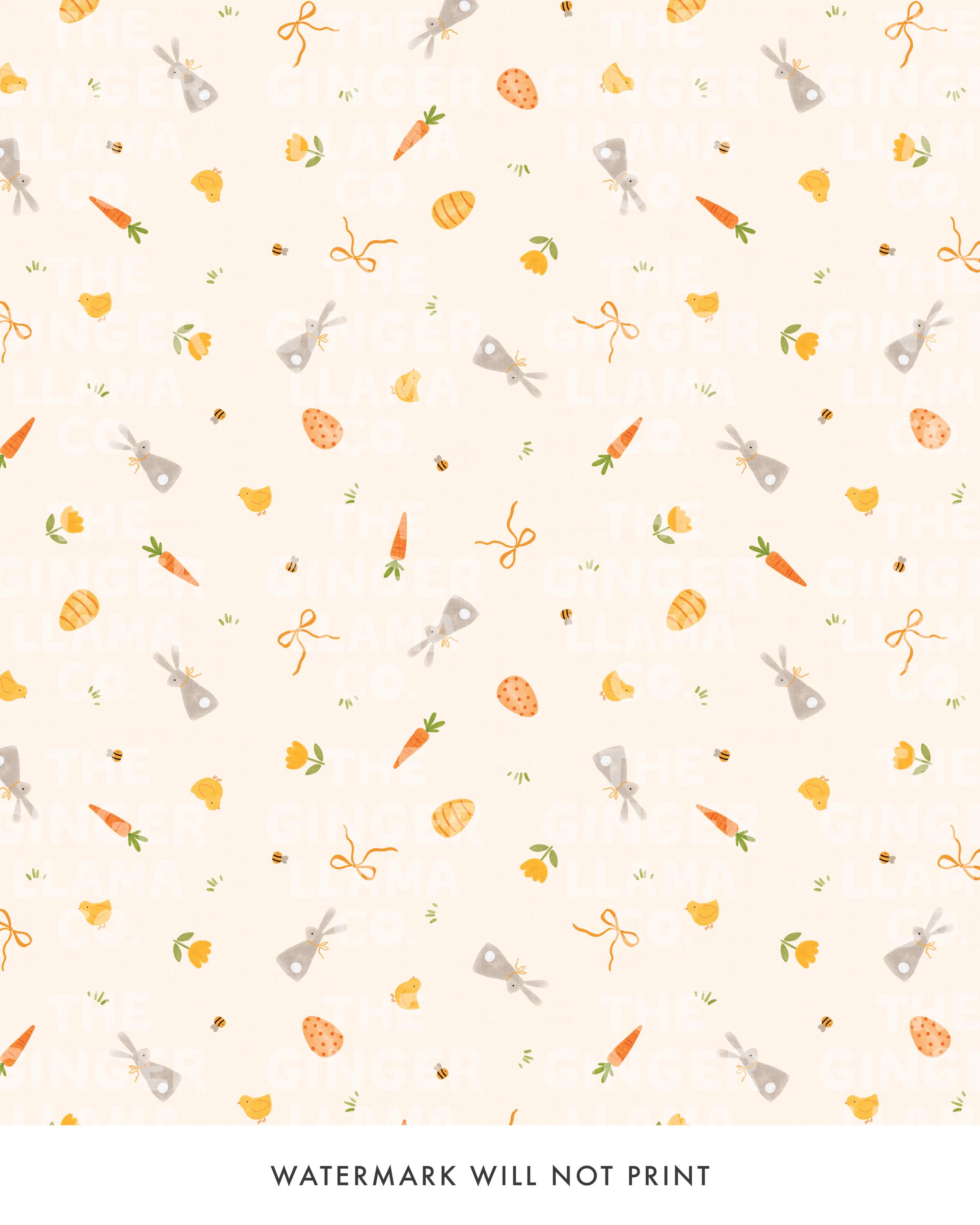 Easter Cute Icons Seamless Pattern, for Commercial Use, Hand Drawn ...