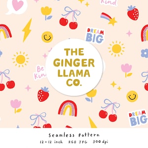 Seamless Pattern Girl Gang Icons, Digital Pattern Download, Seamless Pattern For Girls, Fun Teen Pattern Personal and Commercial Licence JPG