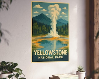 Yellowstone National Park Vintage Matte Poster 20&quot;x30&quot; - Vintage Travel Art, Home Decor, Wall Art, Gift for Nature Lovers