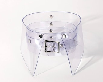 SHIRT COLLAR CHOKER - Clear Pvc Vinyl  - Pointed Collar - Pvc Collar - Black Leather - Detachable Collar - Pastel Goth - 90s Fashion - Vegan