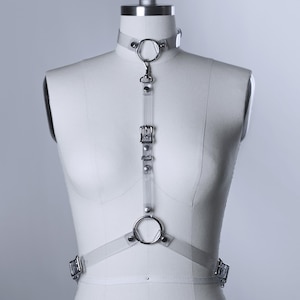 ARNÉS ESBELTO - Cinturón de arnés gótico fino - Vinilo PVC transparente - Gargantilla - Estilo minimalista - Nugoth - Moda alternativa - Cuero vegano imagen 1