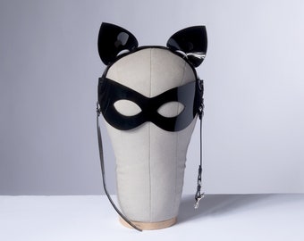 PVC Cat Ears Harness Headpiece: Gothic Masquerade Mask Costume