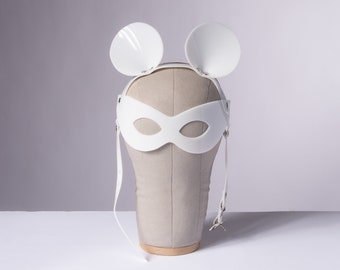 PVC Mouse Ears Mask: Gothic Masquerade Harness Headpiece
