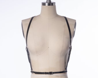Gia Harness: Black PVC or Leather Skinny Goth Belt, Delicate Minimalist Style