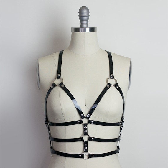 Cage Harness Top - Black Pvc, Layering Piece, Gothic Fashion