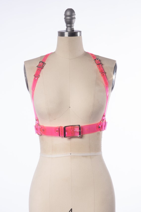 Neon XL Multipass Harness, Neon Pink Harness, Pink Underbust Harness,  Blacklight, Neon Rave Outfit, UV Pink Accessories, Festival Fashion 
