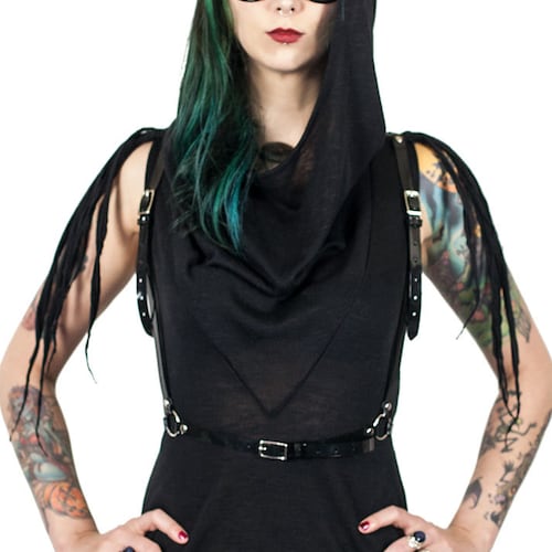 WRAITH SHOULDER HARNESS - Post Apocalyptic Harness Belt - Pvc Vinyl - shops Shredded Gauze - Gothic Wraith Fashion - Deathrock - Wasteland
