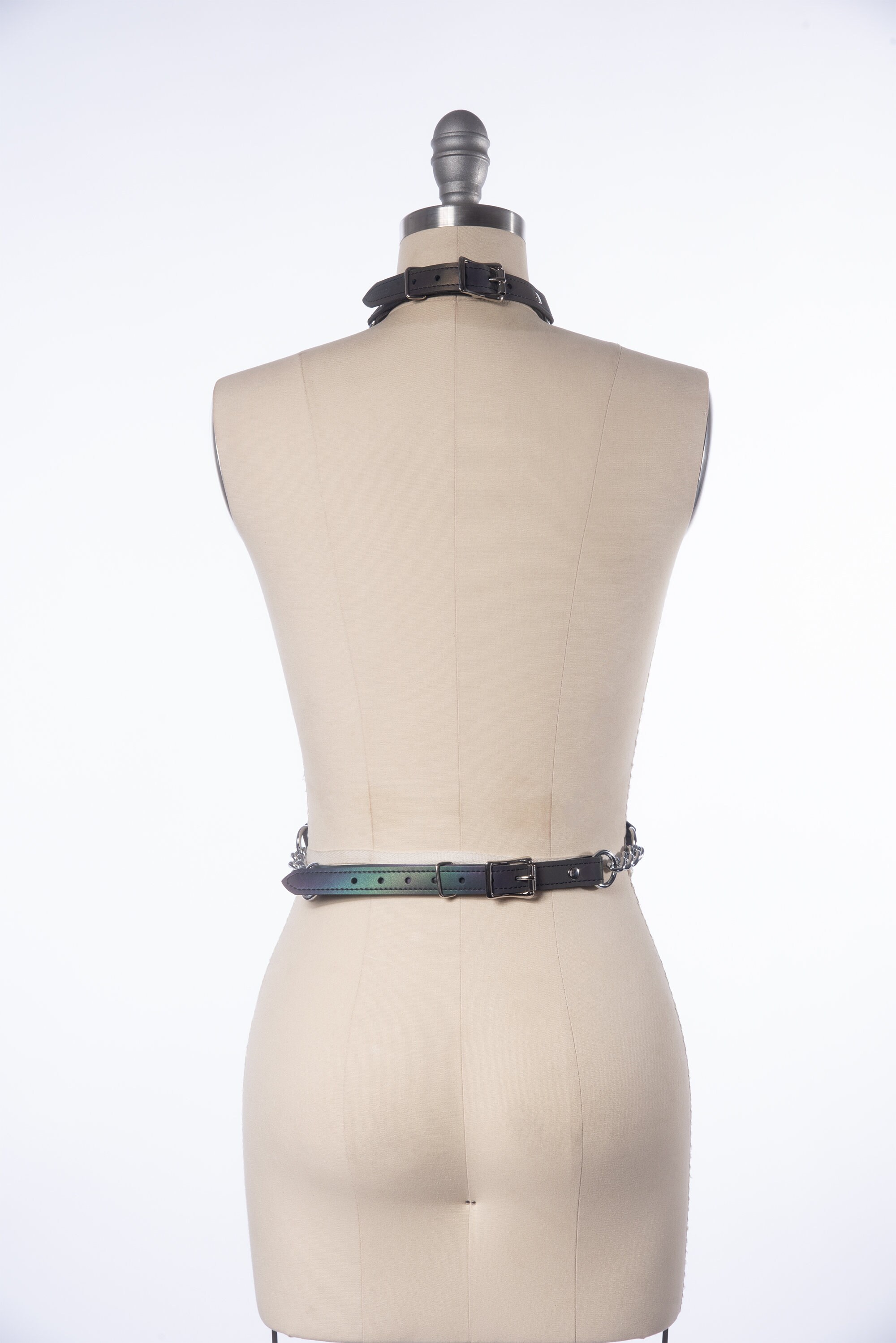Reflective Rainbow INDUSTRIAL CHAIN Harness - Oilslick Vinyl