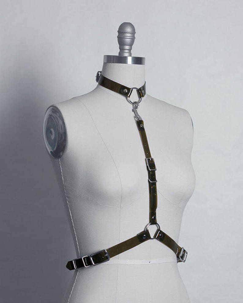 ARNÉS ESBELTO - Cinturón de arnés gótico fino - Vinilo PVC transparente - Gargantilla - Estilo minimalista - Nugoth - Moda alternativa - Cuero vegano imagen 5