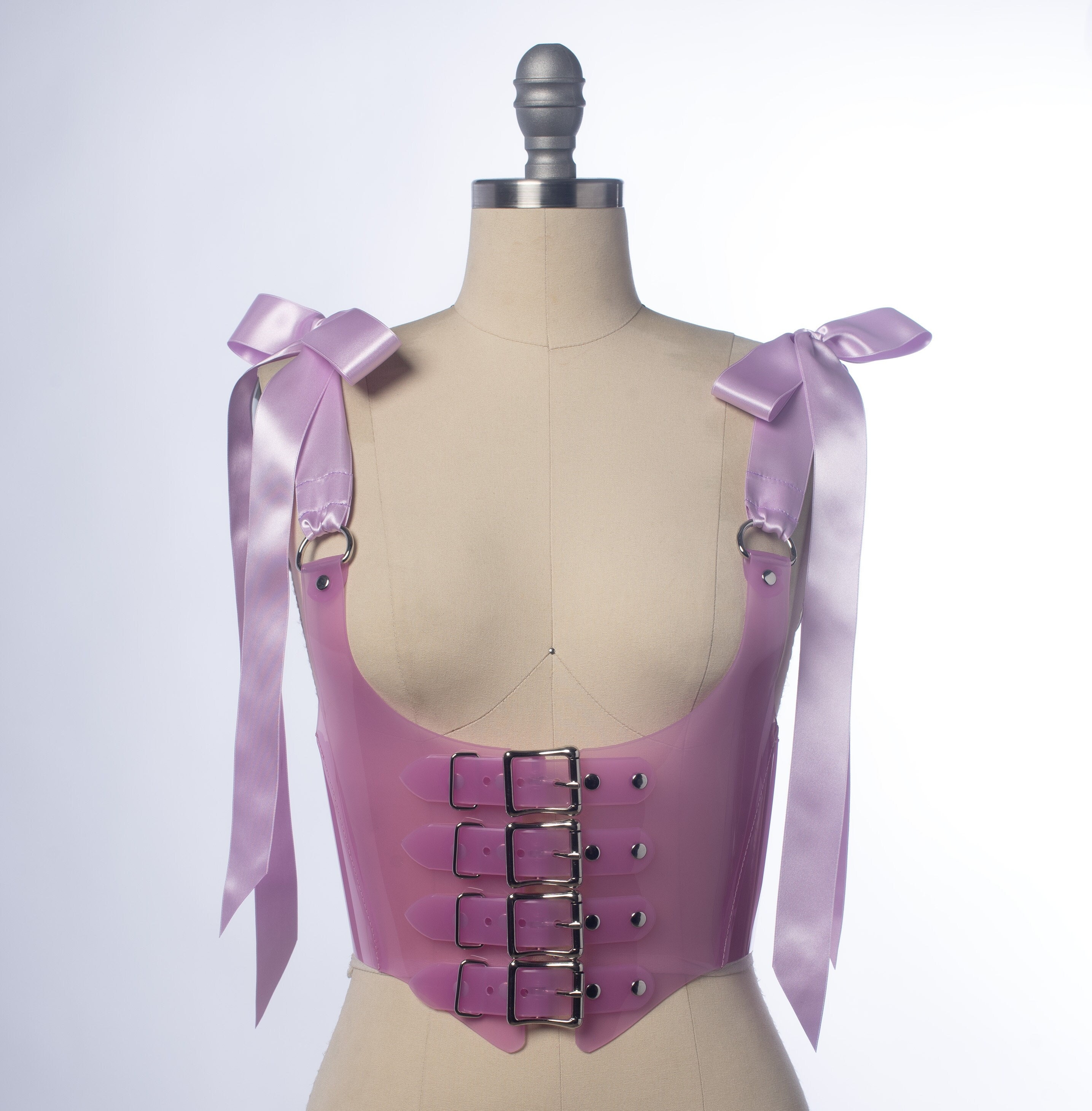 Lilac Waist Cincher Boned Lace Appliques Beading Romantic Custom