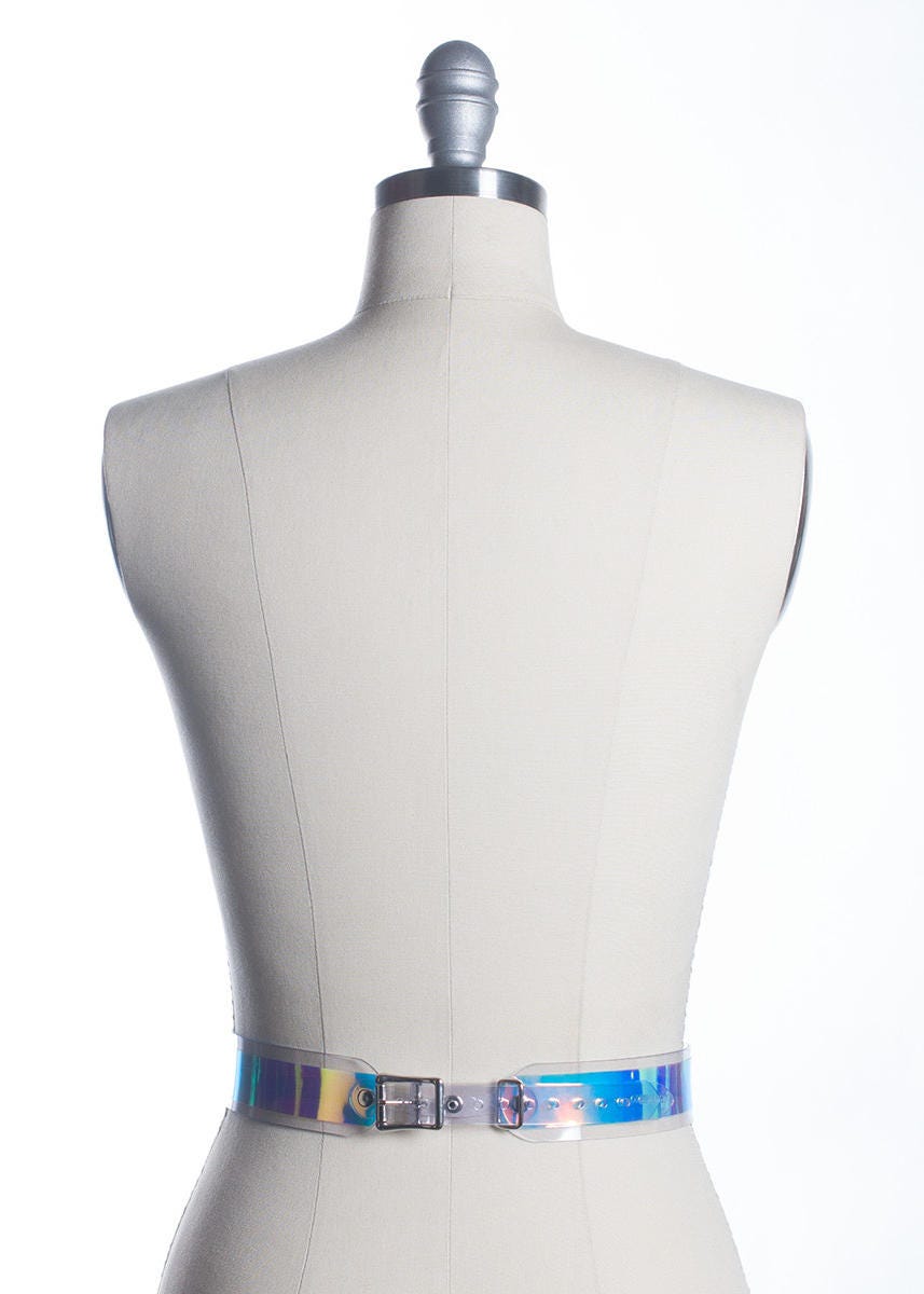TENDYCOCO Fashion Holographic Clear Belt Transparent PVC Waist