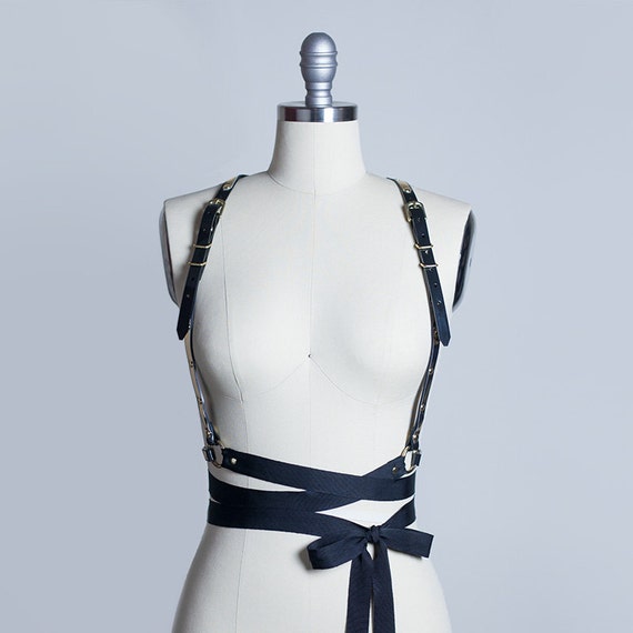 CLARA RIBBON HARNESS - Art Deco Gothic Fashion Harness With CLARA RIBBON HARNESS - Art Deco Gothic Fashion Harness With