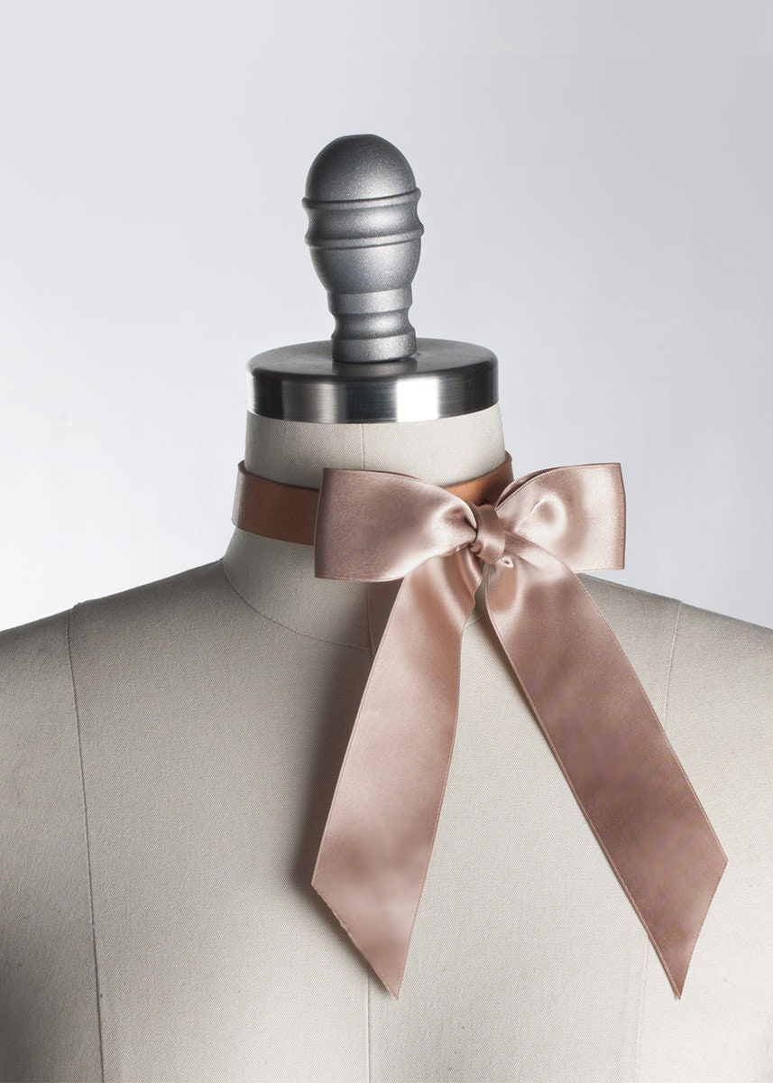 Ribbon Bow Choker - Satin Ribbon Bow Collar - Leather or Pvc Vinyl