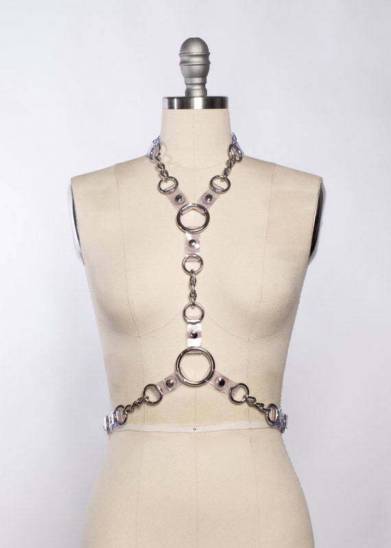 Industrial Chain Harness: Clear PVC, Metal Hardware, Gothic  display picture 2